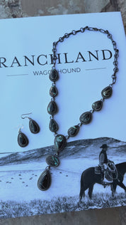 Black Jack Lariat Necklace and Earring Set