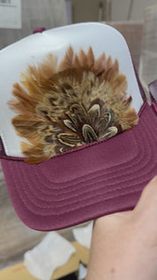 Maroon Feather Trucker Hat