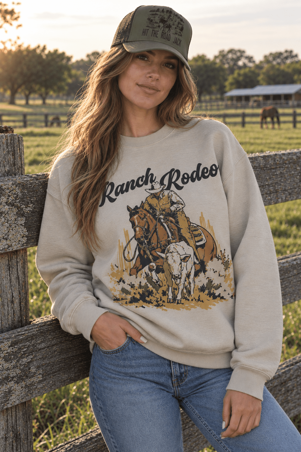 Ranch Rodeo Cowboy Roping Graphic SweatshirtSandS