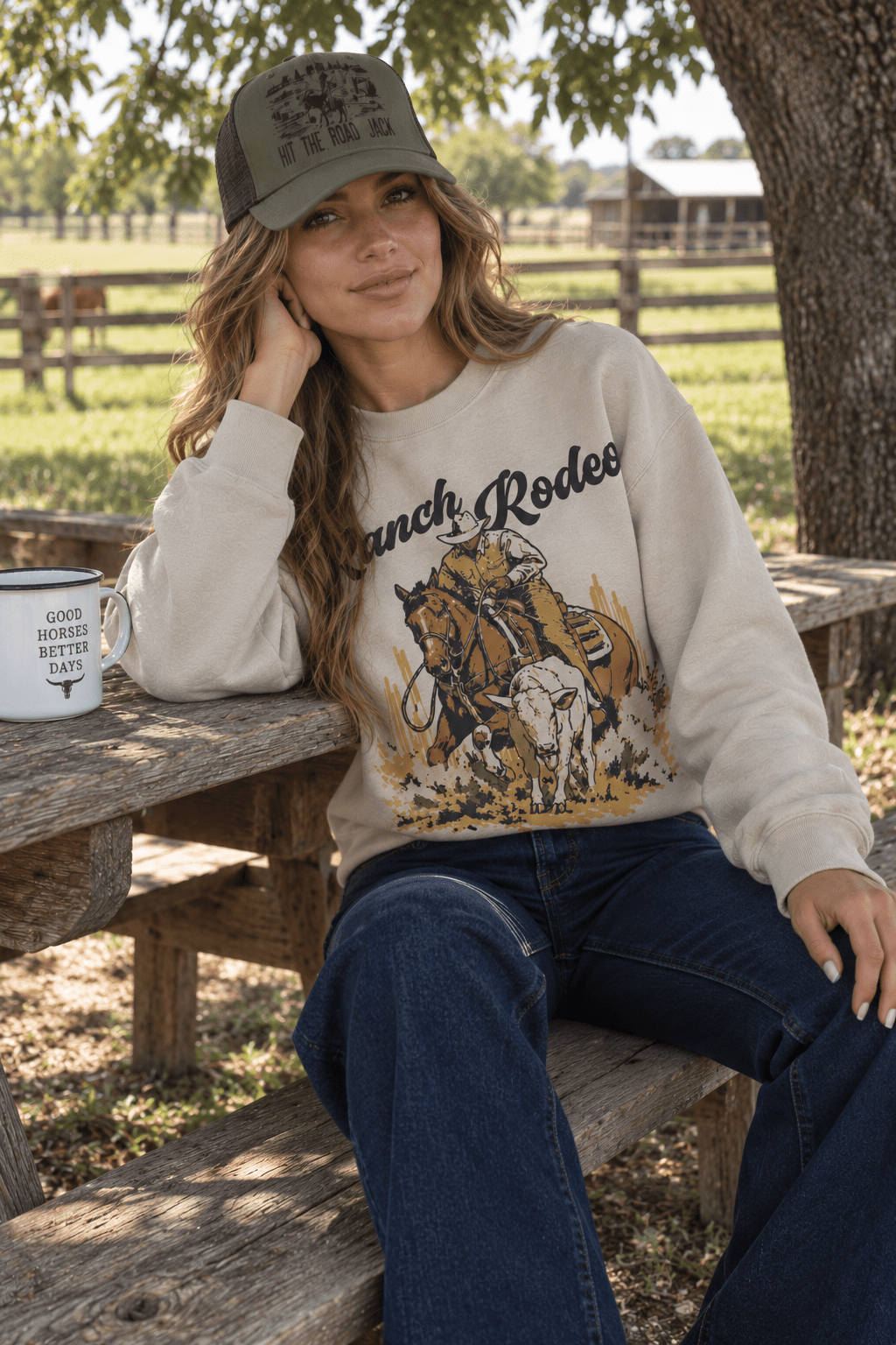Ranch Rodeo Cowboy Roping Graphic SweatshirtSandS
