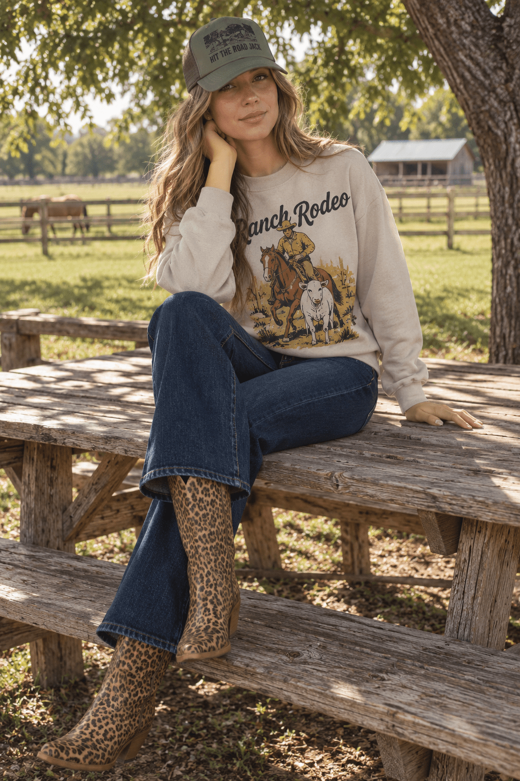 Ranch Rodeo Cowboy Roping Graphic SweatshirtSandS