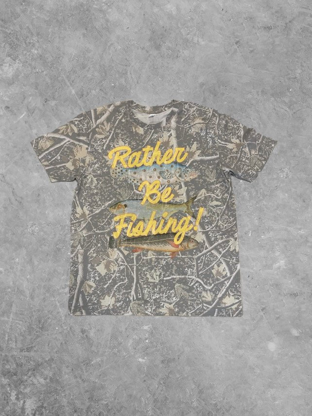 Rather Be Fishing Tree Camo Graphic TeeS