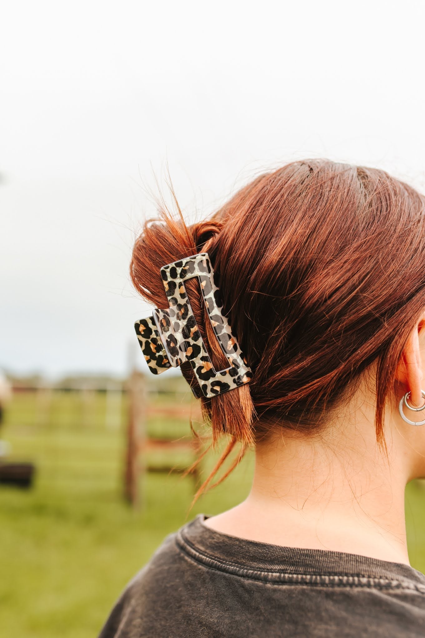 Rectangle Leopard Hair Claw