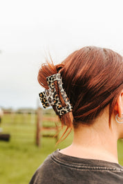Rectangle Leopard Hair Claw