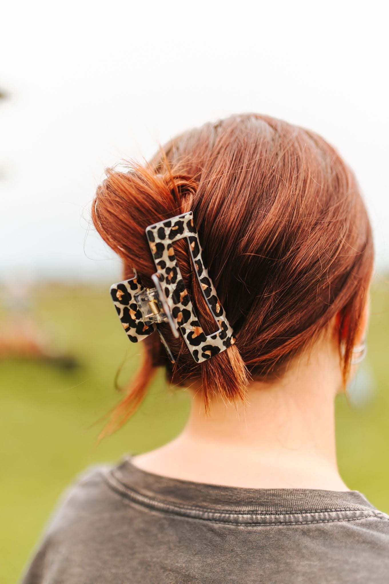 Rectangle Leopard Hair Claw