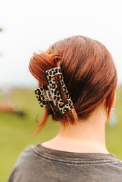 Rectangle Leopard Hair Claw