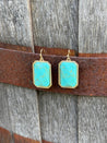 Rectangle Turquoise Dangle Earrings