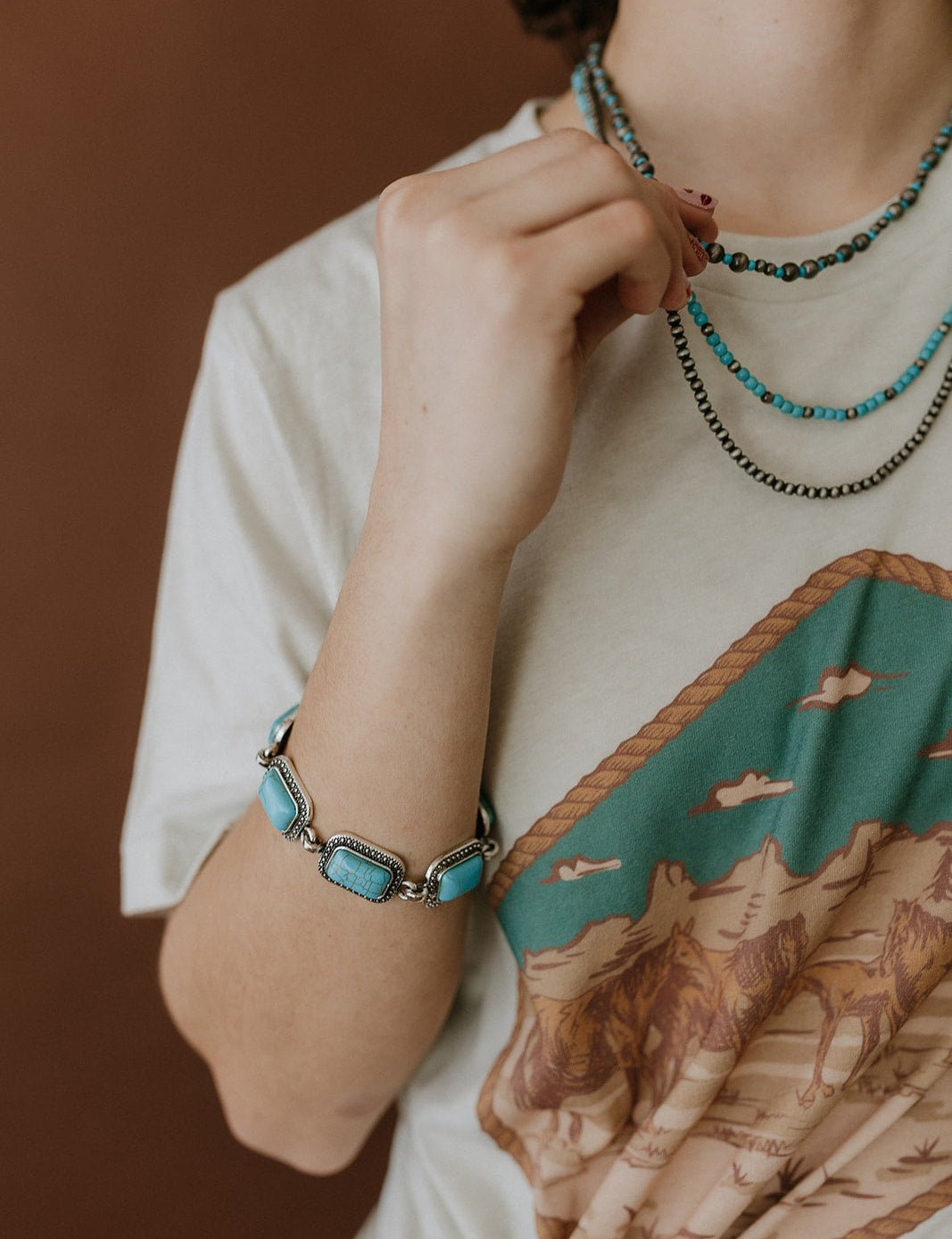Rectangle Turquoise Link Bracelet