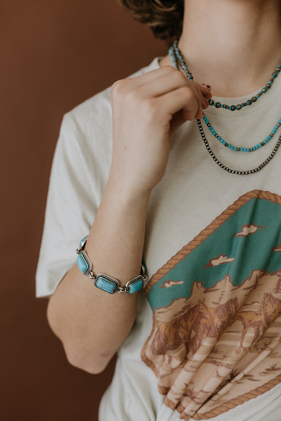 Rectangle Turquoise Link Bracelet