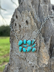 Rectangle Turquoise Mosaic Chain Necklace