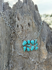 Rectangle Turquoise Mosaic Chain Necklace