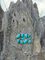 Rectangle Turquoise Mosaic Chain Necklace