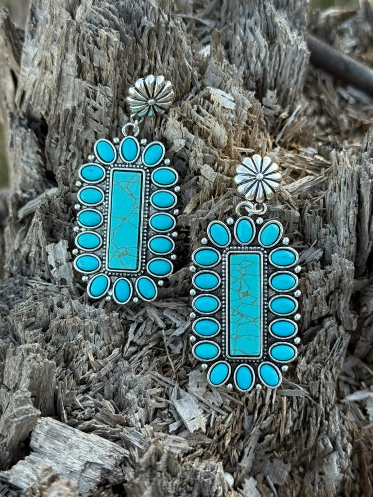 Rectangular Cluster Drop Earrings