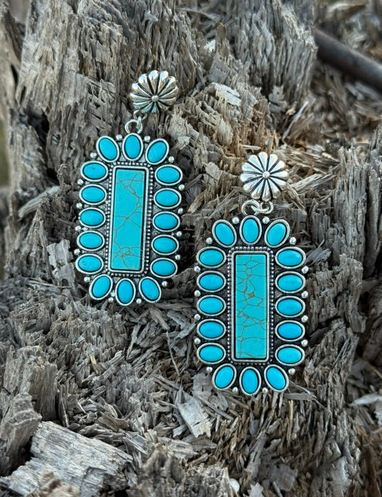 Rectangular Cluster Drop Earrings