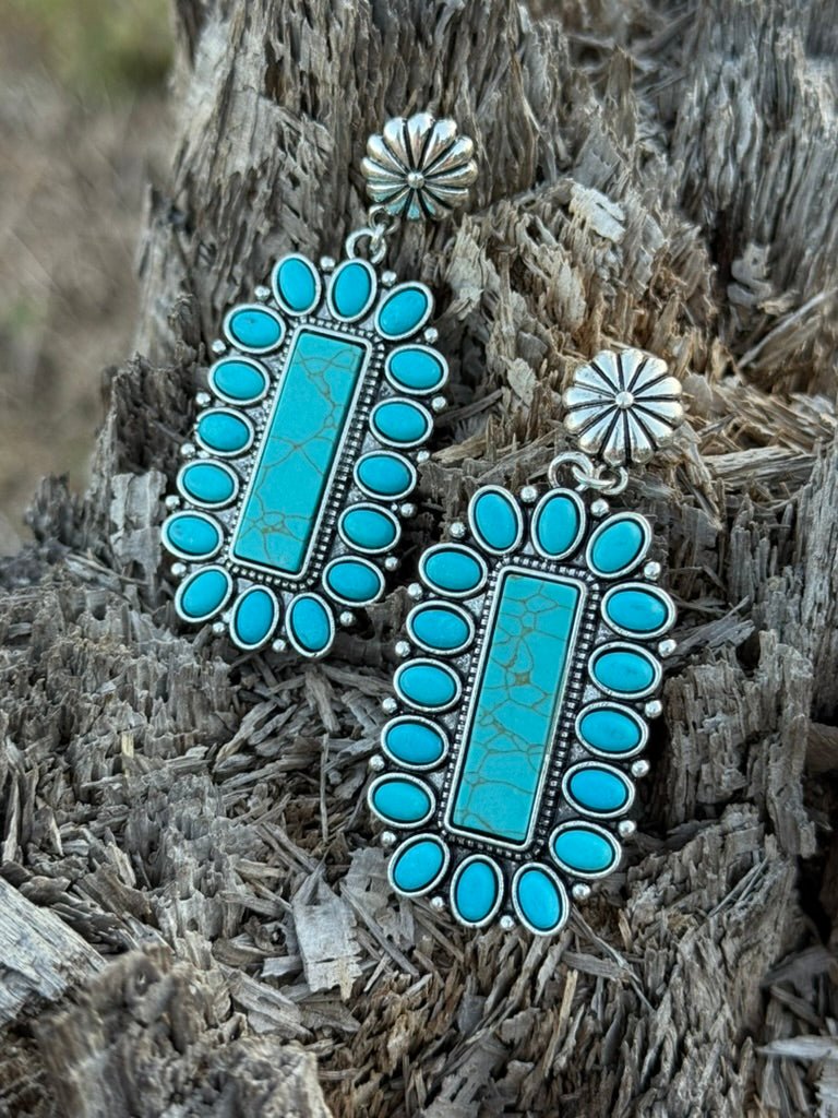 Rectangular Cluster Drop Earrings