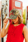 Red Bow Embroidered Tree Camo Trucker Hat