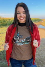 Red Dirt Rebel Leopard Trim Bomber Jacket