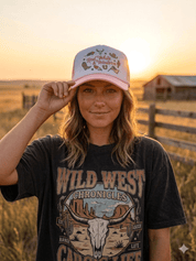 Red, White & Western Trucker HatPink & White