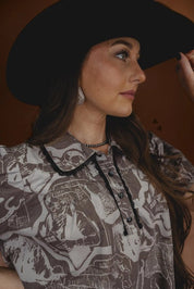 Retro Rodeo Puff Sleeve DressS
