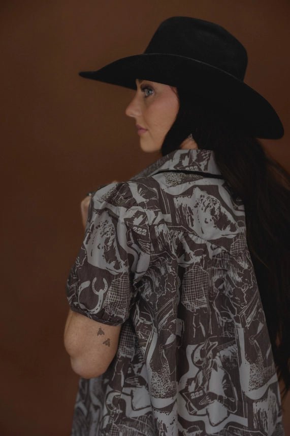Retro Rodeo Puff Sleeve DressS