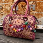 Retro Lucky 777 Tooled Leather Handbag