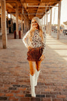 Rhinestone Fringe Buckle SkirtCAMELS