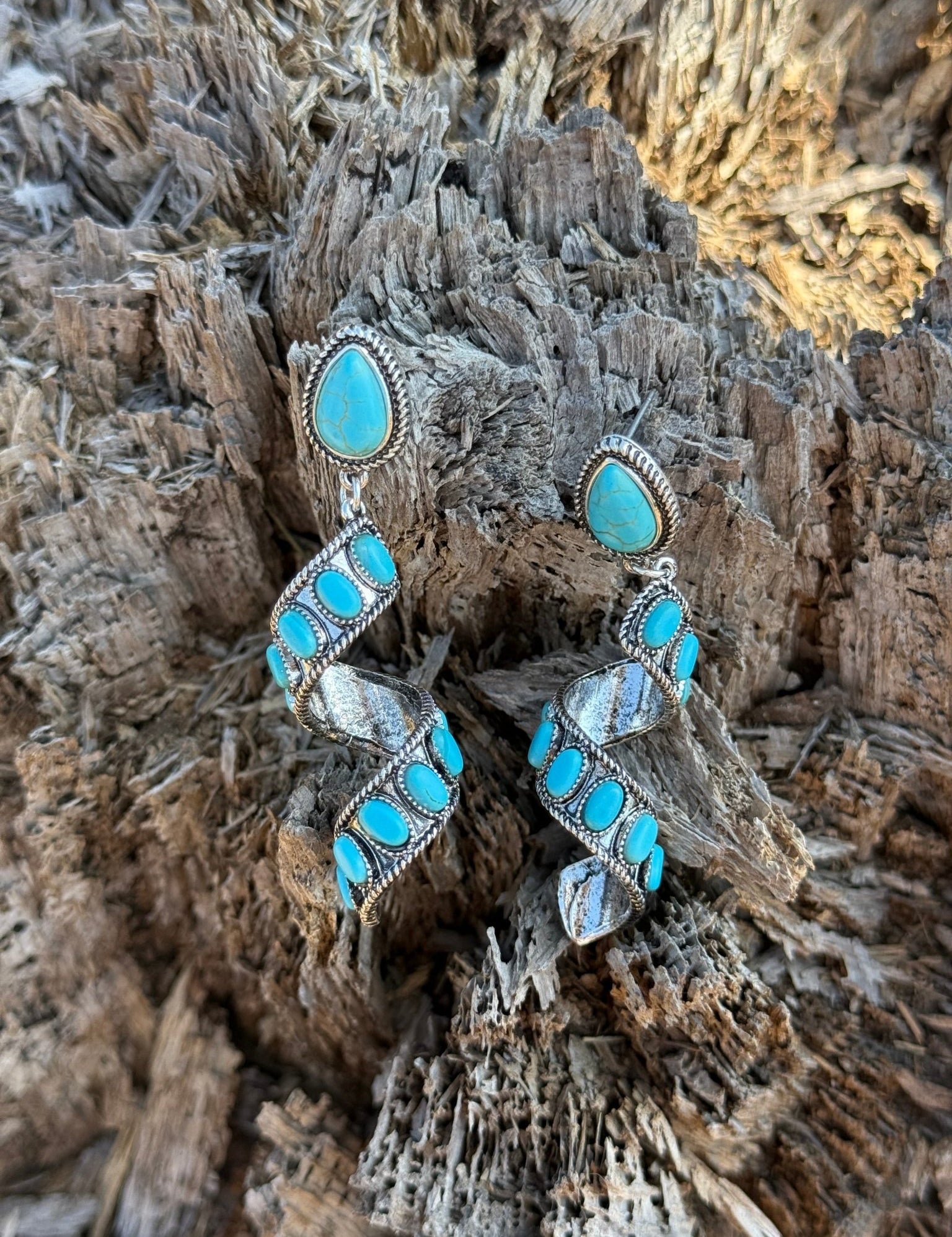 Ribbon Twirl Turquoise Earrings