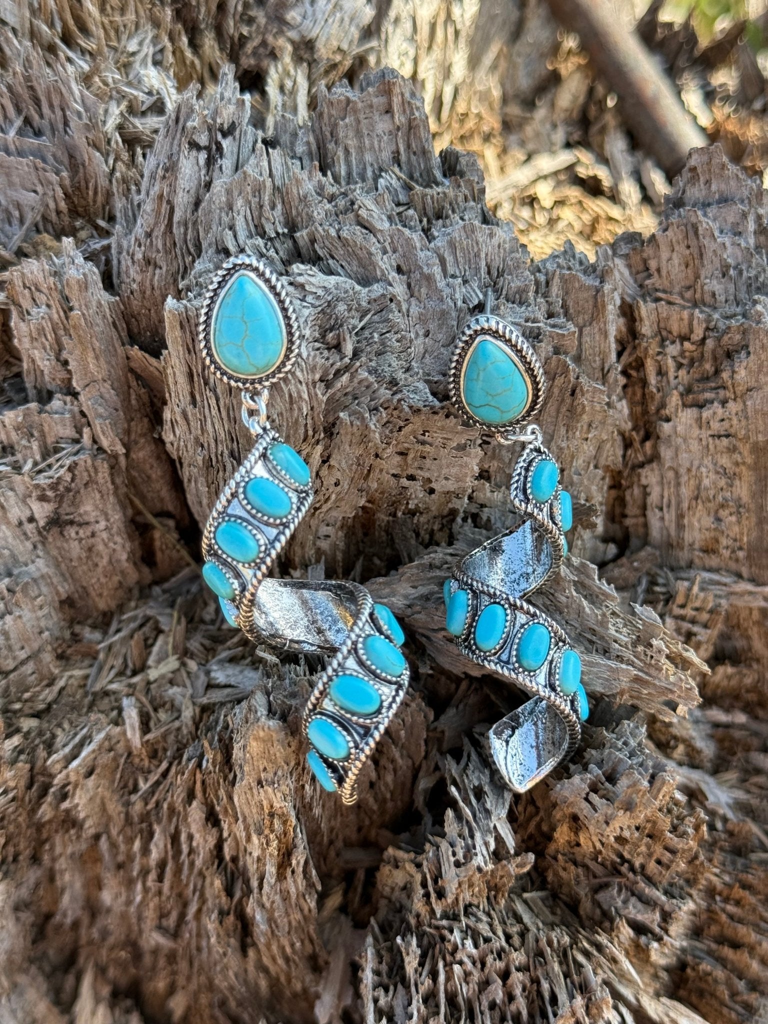 Ribbon Twirl Turquoise Earrings