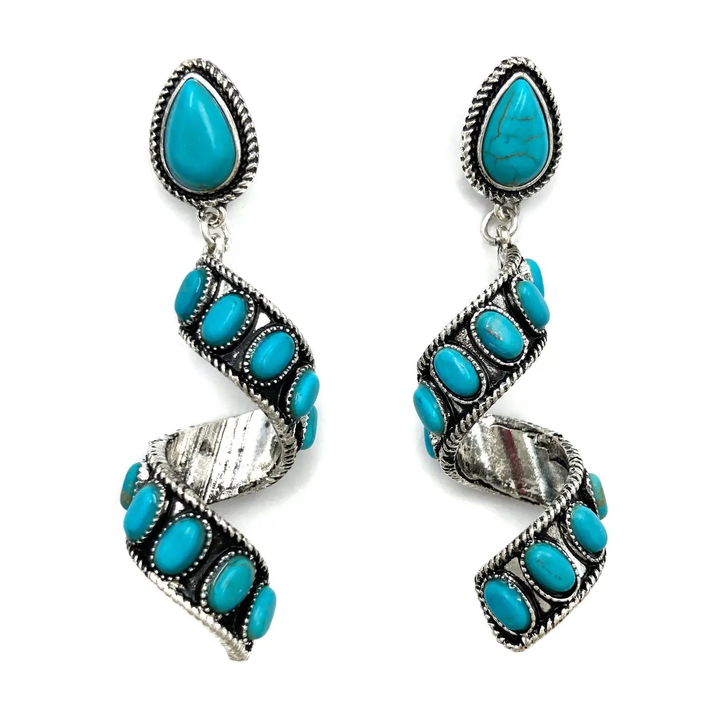 Ribbon Twirl Turquoise Earrings