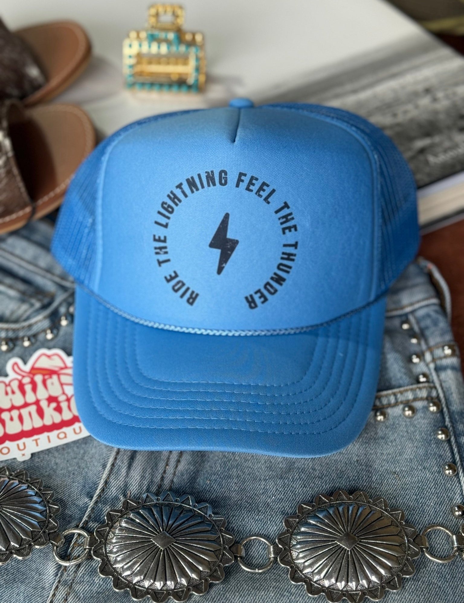 Ride The Lightning Trucker HatBlue