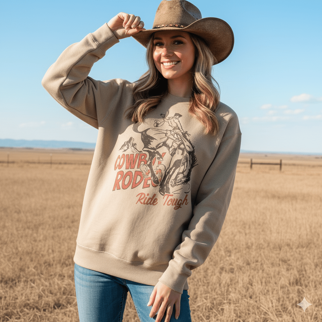 Ride Tough Cowboy Rodeo Graphic SweatshirtSandS