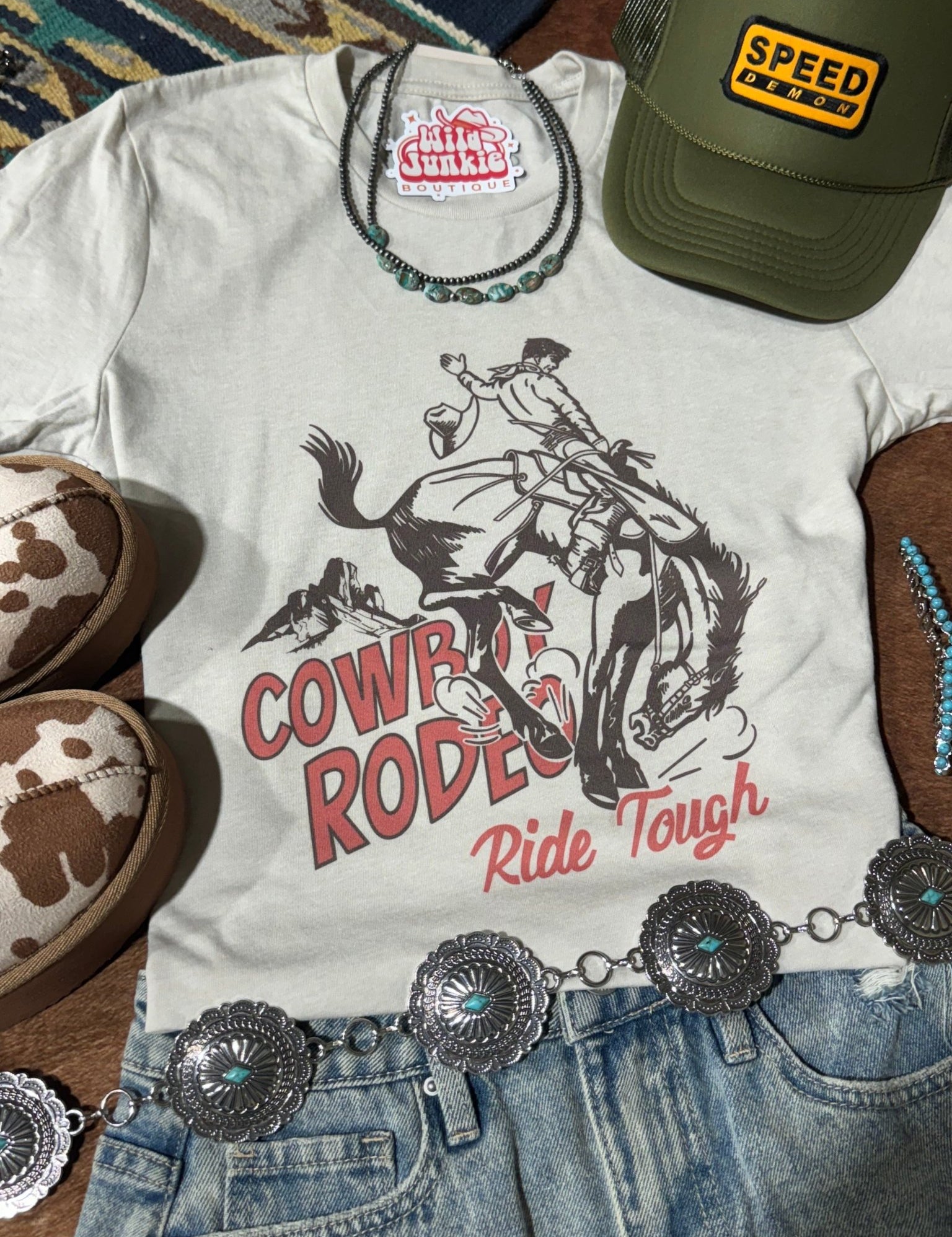 Ride Tough Cowboy Rodeo Graphic TeeCementS