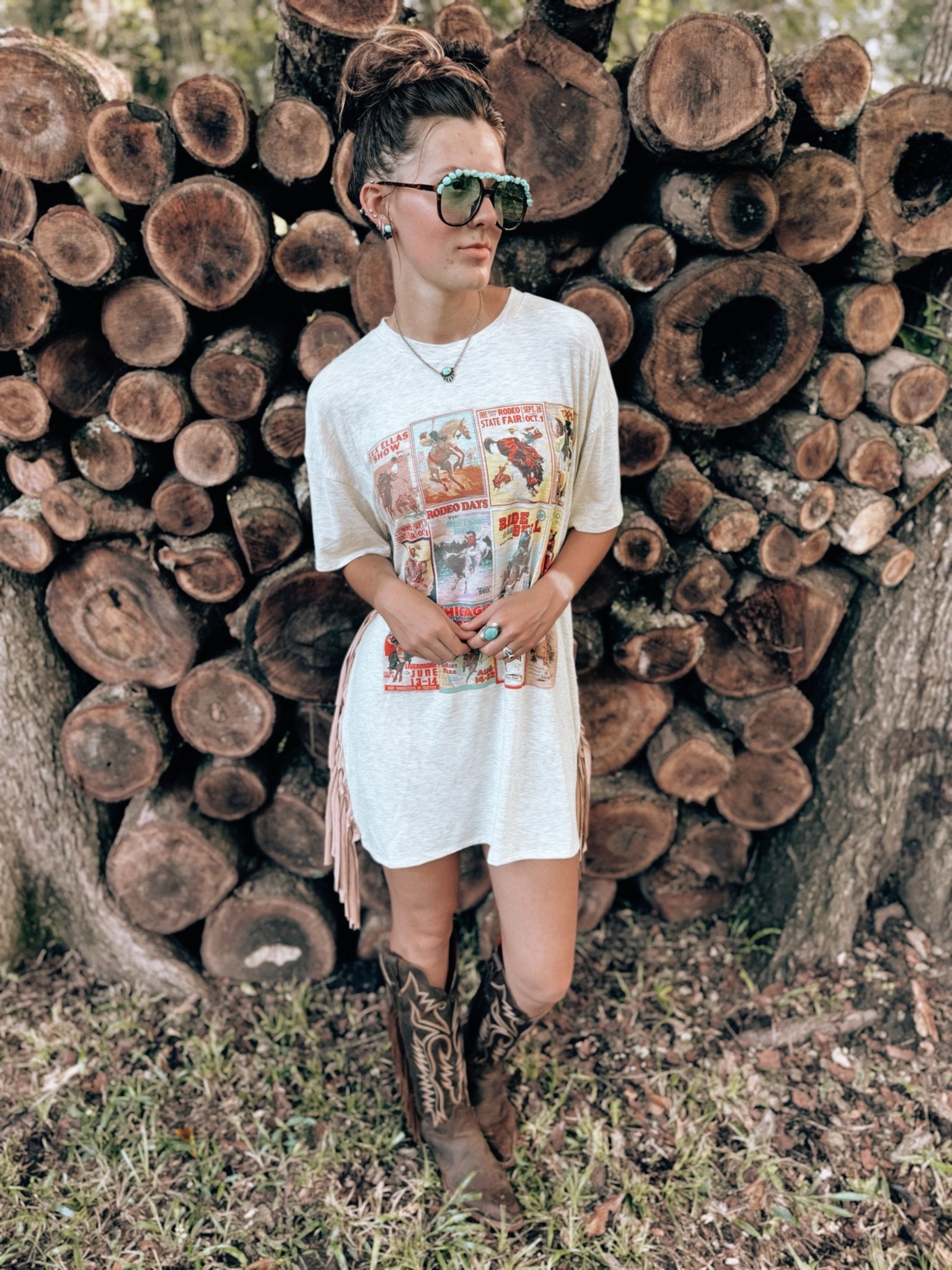 Rodeo Classics Fringed Oversized Tee DressS