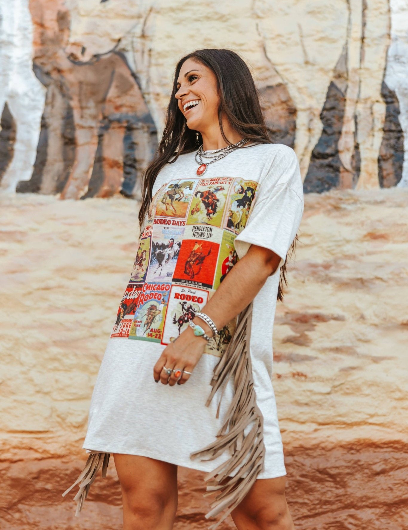 Rodeo Classics Fringed Oversized Tee DressS