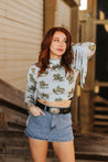 Rodeo Fringed Long Sleeve Crop TopS