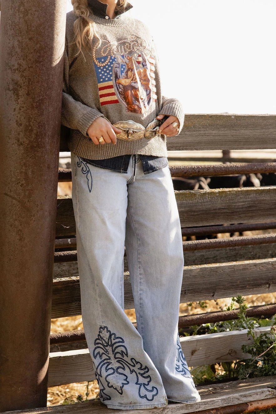 Rodeo Quincy Embroidered Wide Leg Jeans24