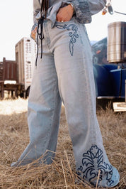 Rodeo Quincy Embroidered Wide Leg Jeans24