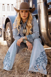 Rodeo Quincy Embroidered Wide Leg Jeans24