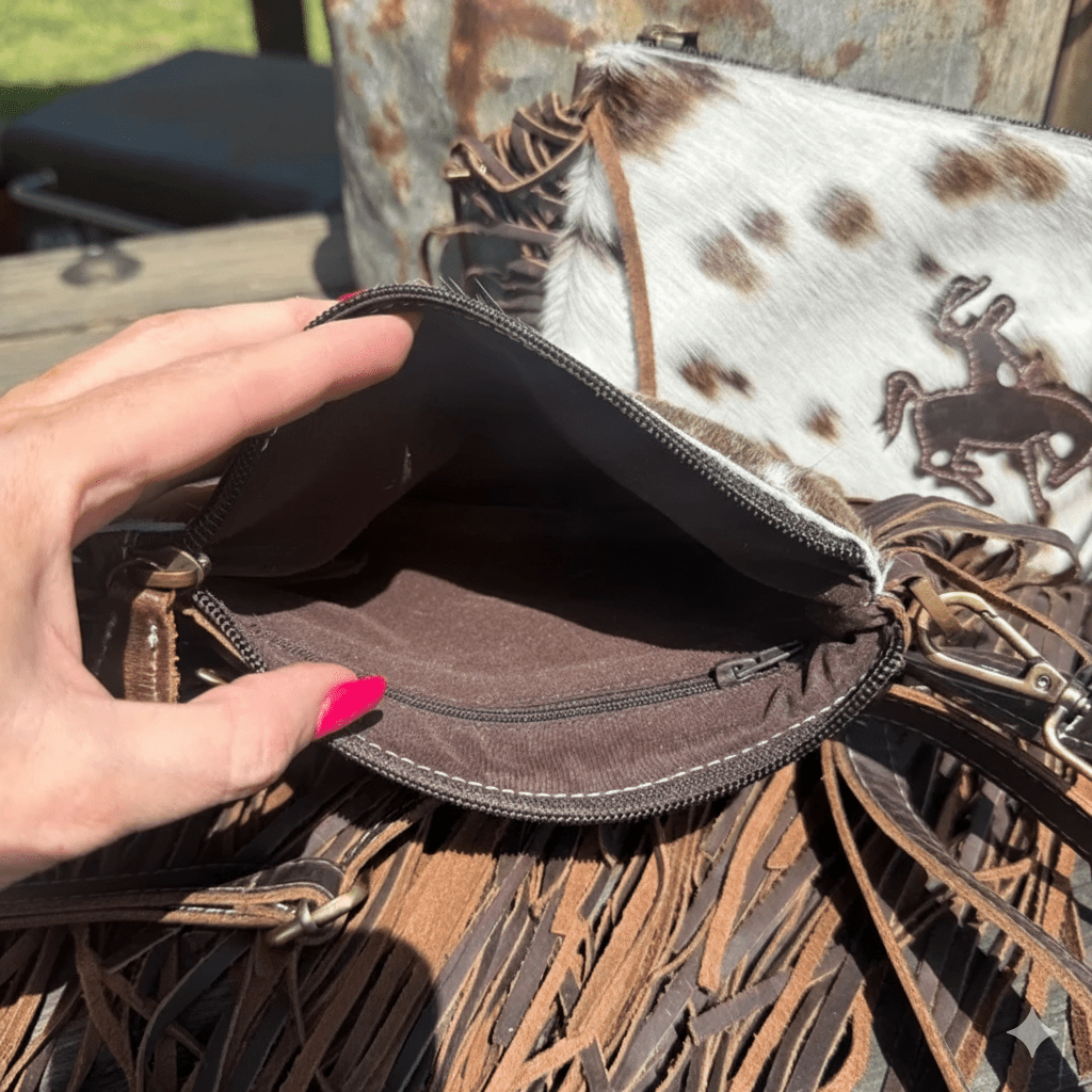 Rodeo Rider Cowhide Fringed Crossbody Bag
