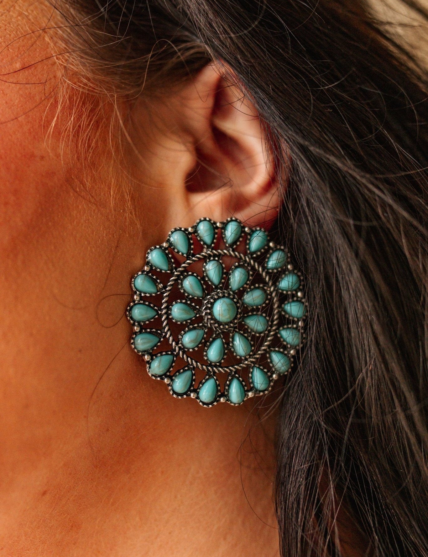 Roped Floral Cluster Earrings