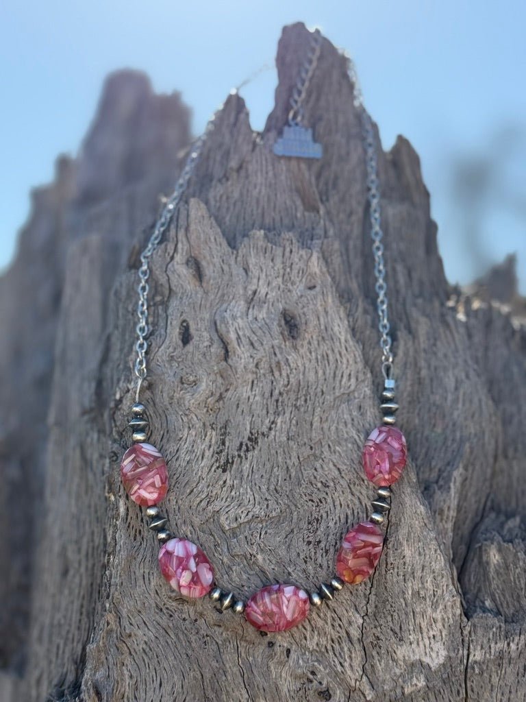 Rosewood Mosaic Beaded Chain Necklace