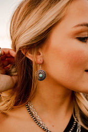 Round Concho Silver Turquoise EarringsSilverOS