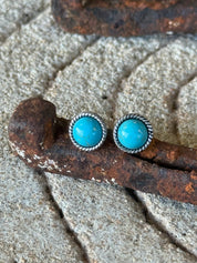 Round Rope Turquoise Stud Earring