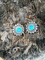 Round Turquoise Concho Post Earrings