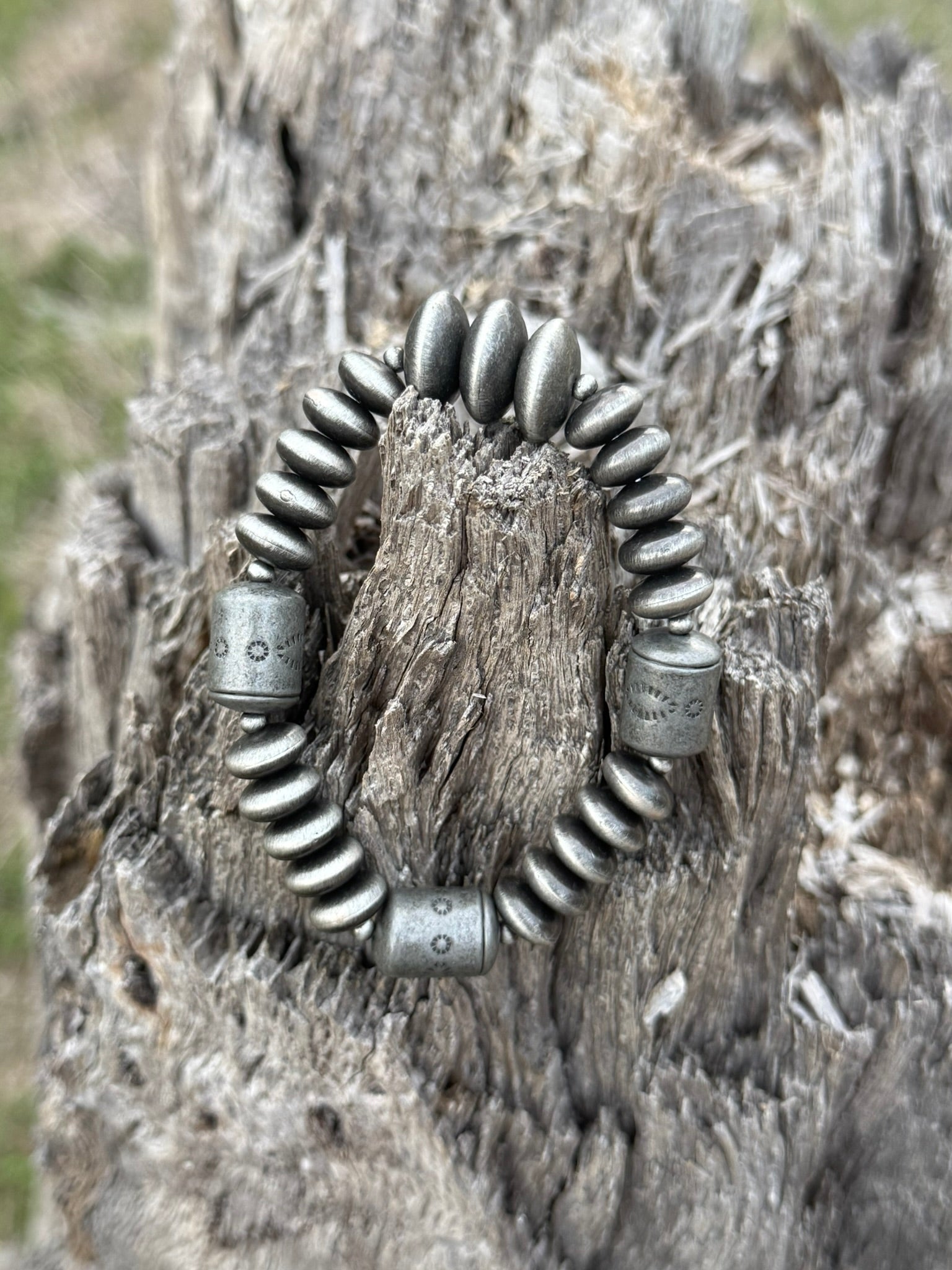Roundel And Barrel Stretch Beaded Bracelet