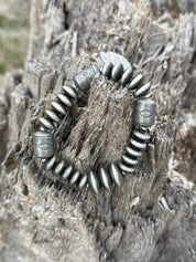 Roundel And Barrel Stretch Beaded Bracelet