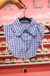 Royal Blue Gingham Ruffle Collar