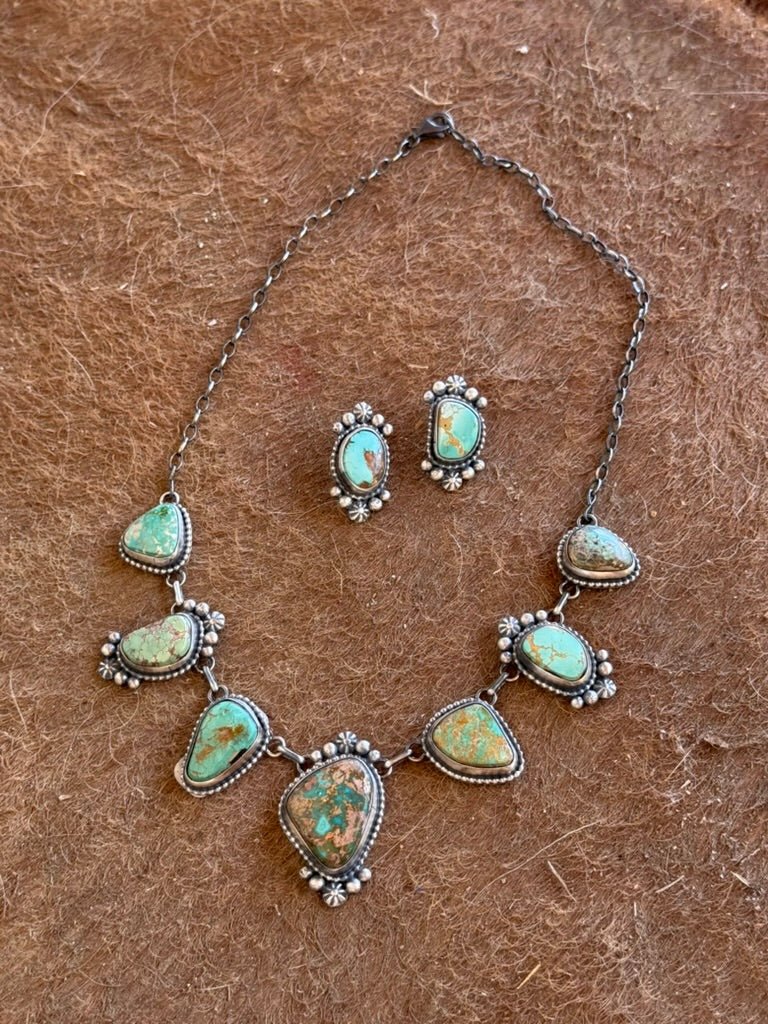 Royston Turquoise Chain Necklace and Earrings Set
