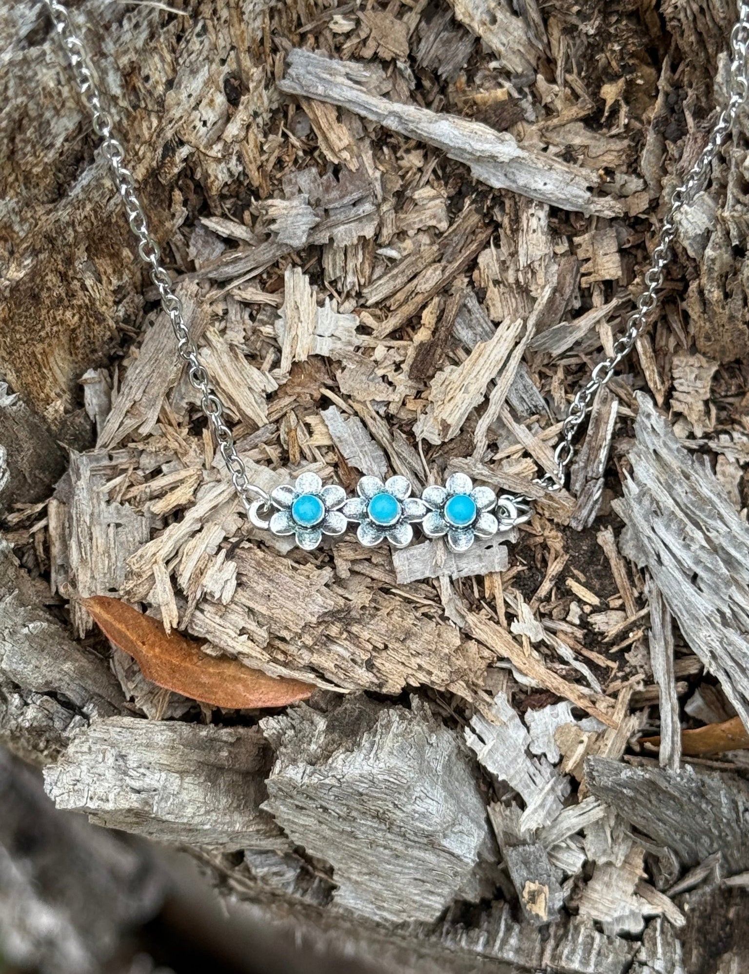 Rustic Turquoise Bar Necklace