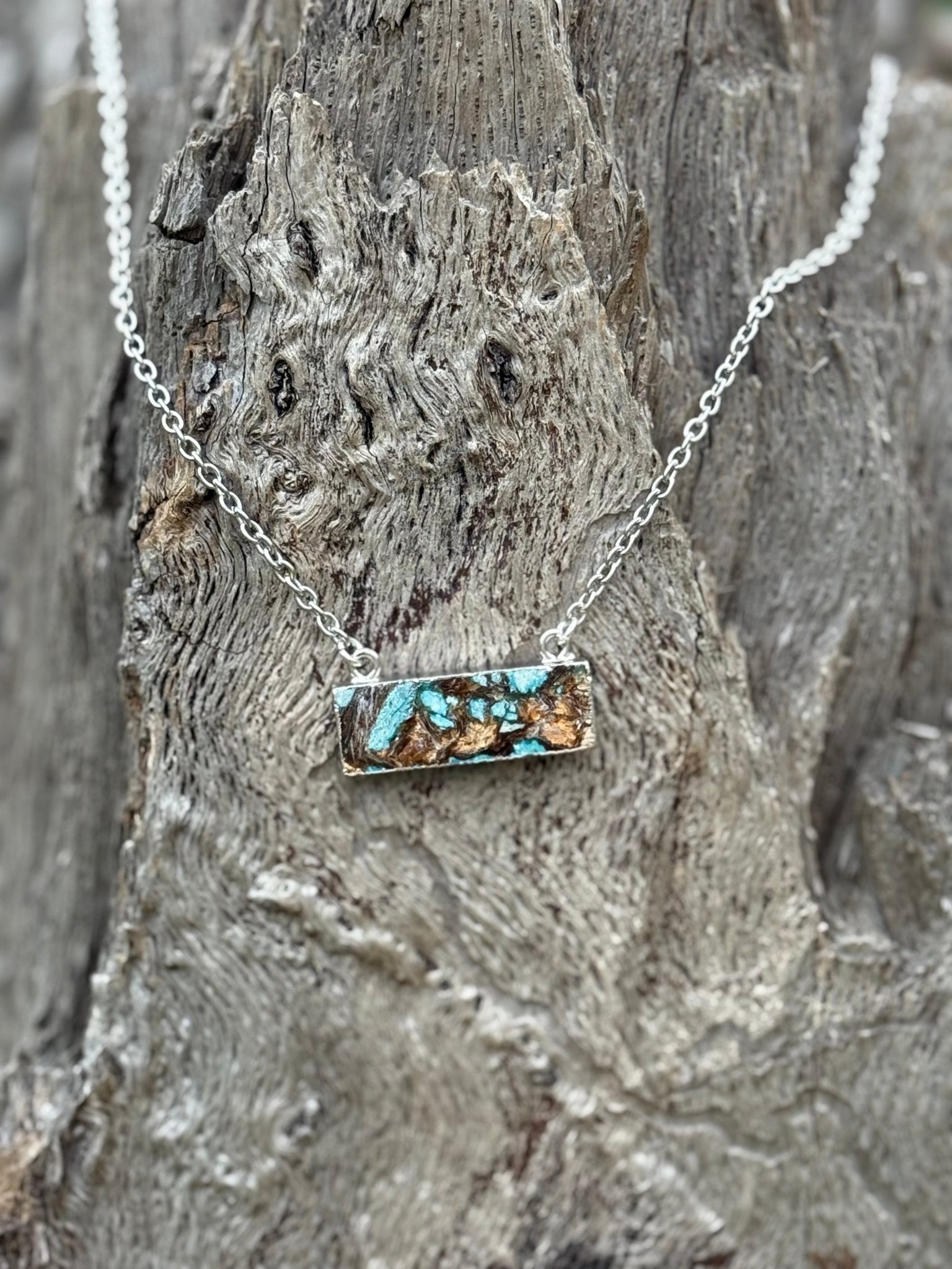 Rustic Turquoise Bar Necklace